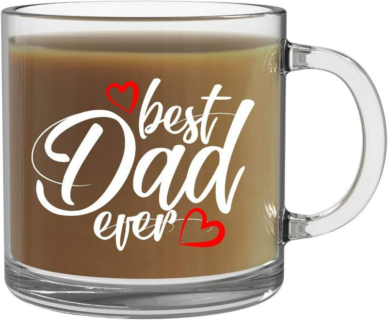 Photo 1 of Best Dad Ever - 13oz Clear Glass Coffee Mug - Funny Fathers Gift Father's Day Gift Best Dad Ever Birthday Gift New Dad Gift Coffee Mug Tea Cup - By CBT Mugs
