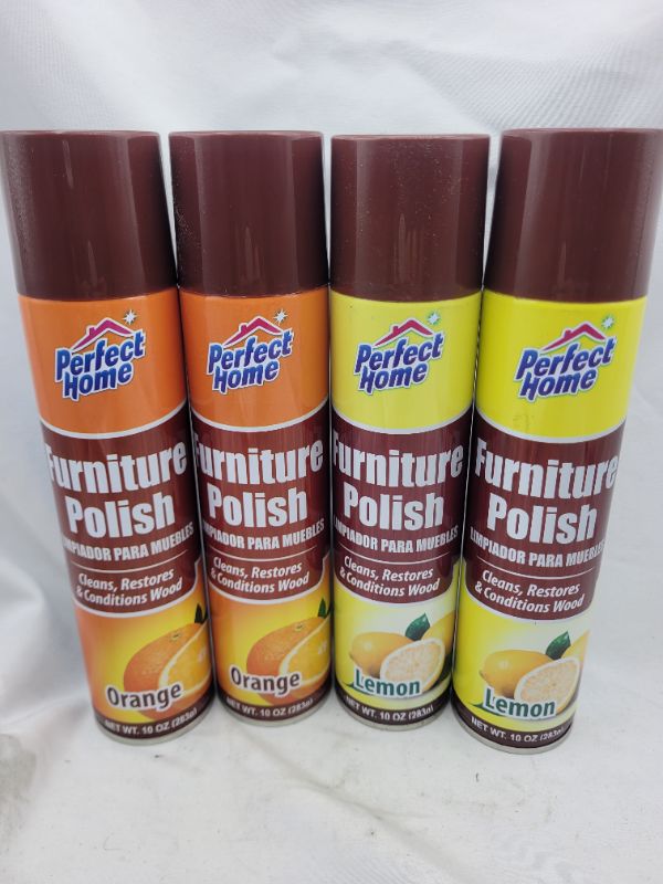 Photo 2 of (4 pack) Perfect Home Furniture Polish 2 Orange, 2 Lemon (10 oz) 