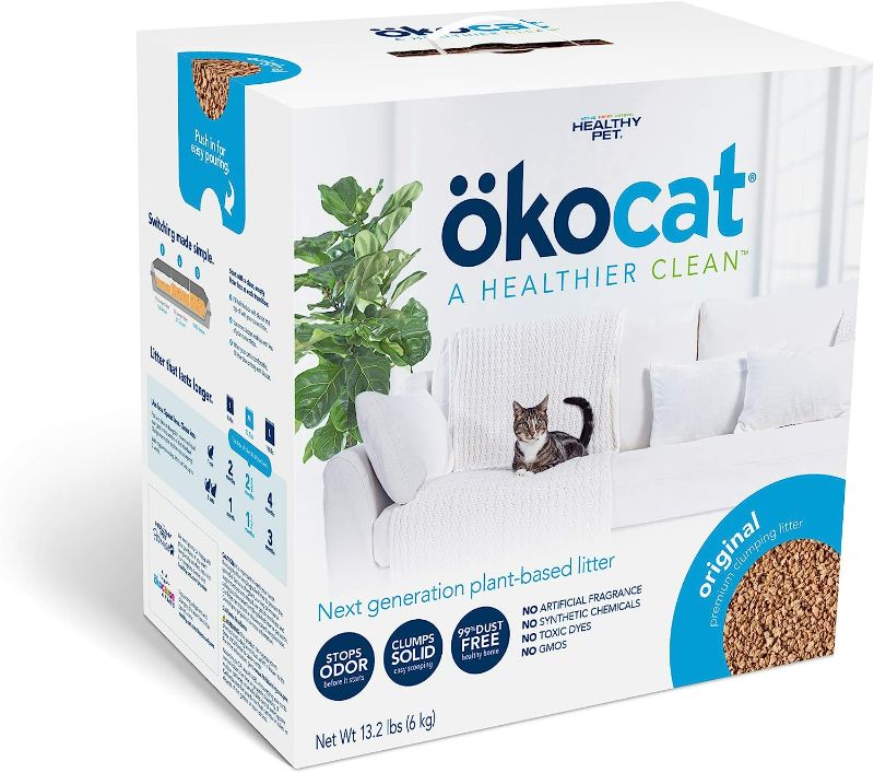 Photo 1 of okocat Original Premium Clumping Natural Wood Cat Litter, Large, 19.8 lbs