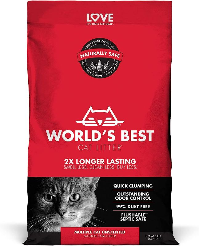 Photo 1 of WORLD'S BEST CAT LITTER Multiple Cat Unscented 15 Pounds