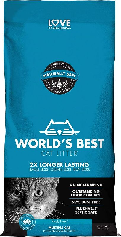 Photo 1 of World's Best Original Series Lotus Blossom Scented Multi Corn Cat Litter, 28 lbs.