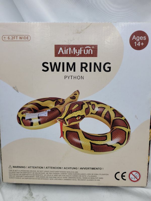 Photo 2 of AirMyFun Python Inflatable Swimming Ring, Swim Pool Float Floating Swim Tube Raft Summer Fun Water Beach Toys for Adults