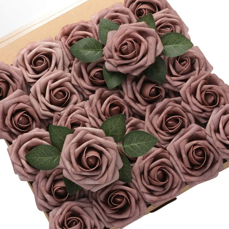 Photo 1 of DerBlue 60pcs Artificial Roses Flowers Real Looking Fake Roses Artificial Foam Roses Decoration DIY for Wedding,Arrangements Party Home Decorations