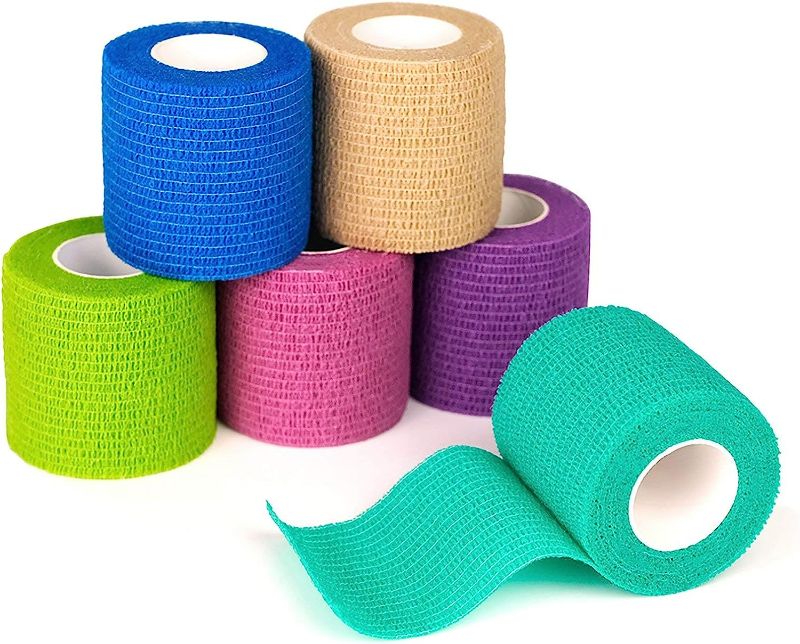 Photo 1 of 2pack FriCARE Nonwoven Self-Adhesive Bandage, Self-Adherent Cohesive First Aid Medical Wrap, Elastic Athletic/Vet Tape for Wrist 2 Inches Wide 6 count assorted colors
