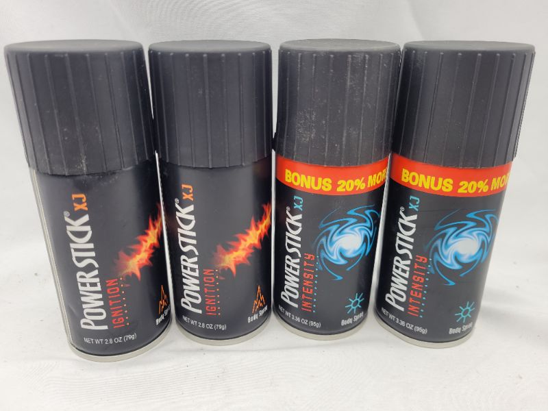 Photo 2 of 4 pack Power Stick Intensity, Ignition (2 of each) Deodorant Body Spray for Men, 2.8/3.36 Ounce