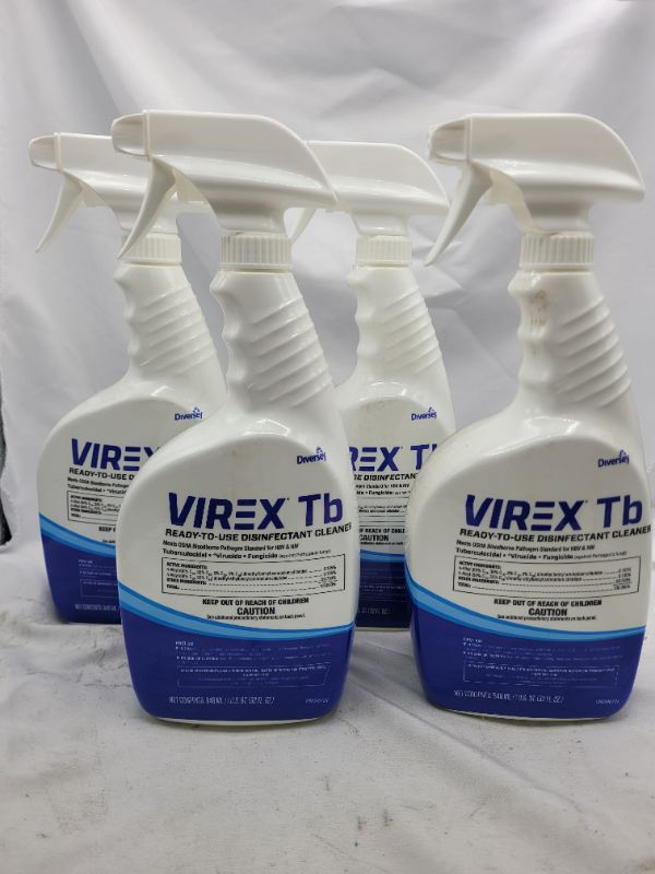 Photo 2 of VIREX Diversey All Purpose Disinfectant Cleaner- Kills 99.9% of Germs and Eliminates Odors, Lemon Scent, Ready-to-Use Spray, 32-Ounce (Pack of 4)