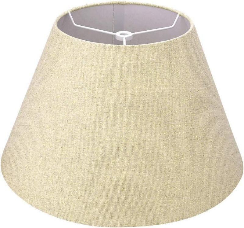 Photo 1 of Medium Lamp Shade, Barrel Fabric Lampshade for Table Lamp and Floor Light,7x13x7.8 inch, Natural Linen Hand Crafted, Spider (Pale-Yellow W/ Golden flecks Linen Fabric)