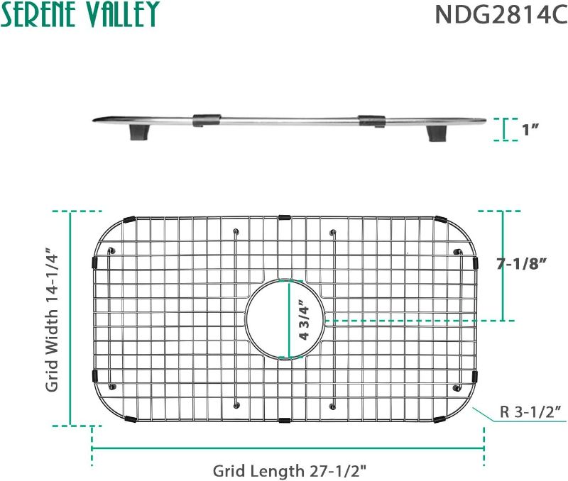 Photo 2 of Serene Valley Sink Bottom Grid 27-1/2" x 14-1/4", Centered Drain with Corner Radius 3-1/2", Sink Grids Stainless Steel