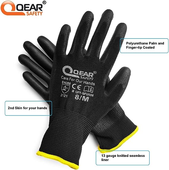 Photo 1 of 10 Pairs PU Palm Coated Work Safety Gloves, Knitted Liner, Multi-function, Light-weight, Thin, and Breathable