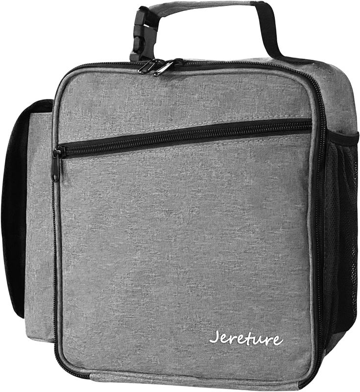 Photo 1 of 2 PACK Jereture Lunch Box for Men, Women, Compact Adult Insulated Lunch bag with paper towel bag - Lunch Pail Work Office Cooler, Soft, Leakproof, Fashion. Suit to men, women,work,office,beach (Grey)