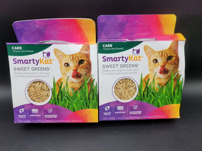 Photo 2 of 2 pack SmartyKat Sweet Greens Organic Oat Grass Cat Grass Grow Kit Sweet Greens Grow Kit
