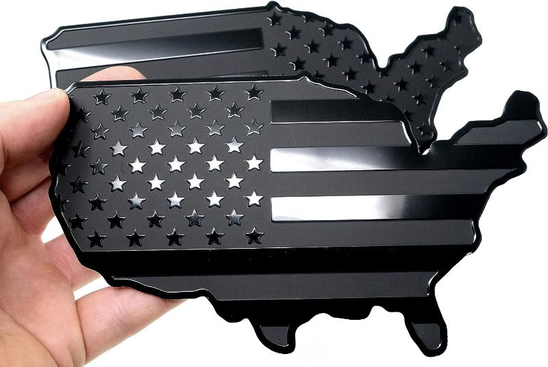 Photo 2 of American Flag items bundle: 1Pcs Luggage Tag PU Leahter Travel Tags,Travel Bag Labels Suitcase Baggage Bag Tags,America Flag, 2 pcs USA Black Map Flag Fender Emblems Forward and Reverse for Cars Trucks, 2 pcs eVerHITCH Texas State Black Flag Metal Auto Fe