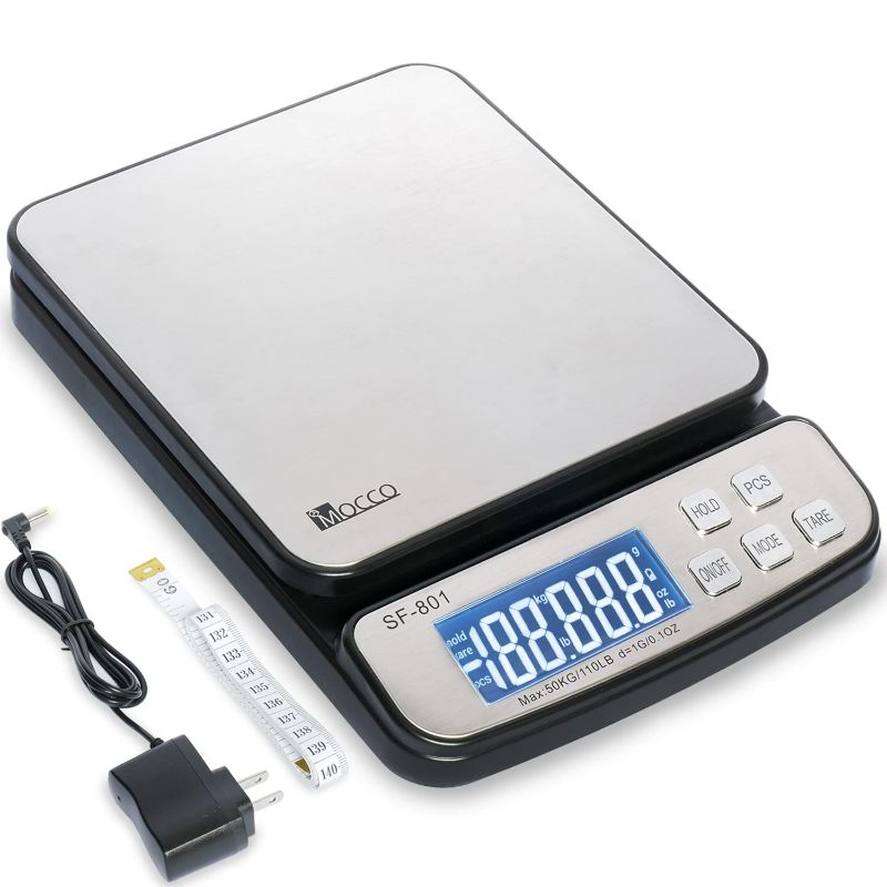 Photo 1 of 110 LB 50KG Digital Postal Scale,  Heavy Duty Stainless Steel Multifunctional Shipping Scale 0.1oz / 1g Accuracy with Tare Hold and Counting Function for UPS USPS Floor Bench Office Weight