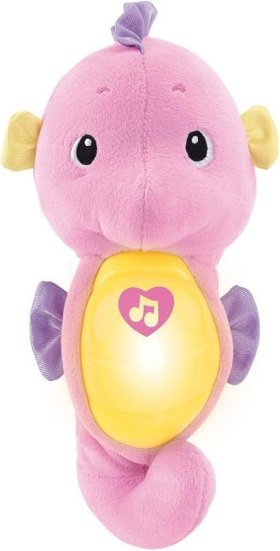 Photo 1 of Fisher-Price Musical Baby Toy, Soothe & Glow Seahorse, Plush Sound Machine With Lights & Volume Control For Newborns, Pink