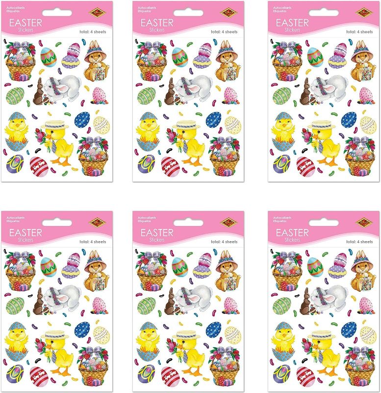 Photo 4 of Assorted Stickers Bundle: Includes Beistle 4 Sheets Bunny, Basket & Egg Stickers for Easter Party Favors DIY Craft Decorations, 4.75" x 7.5" and others