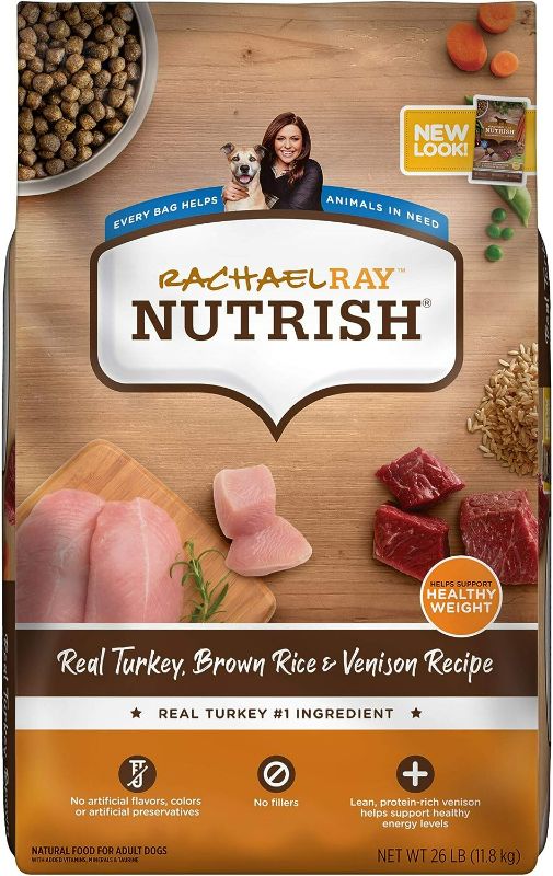 Photo 1 of Rachael Ray Nutrish Dry Dog Food, Turkey, Brown Rice & Venison Recipe for Weight Management, 26 Pounds