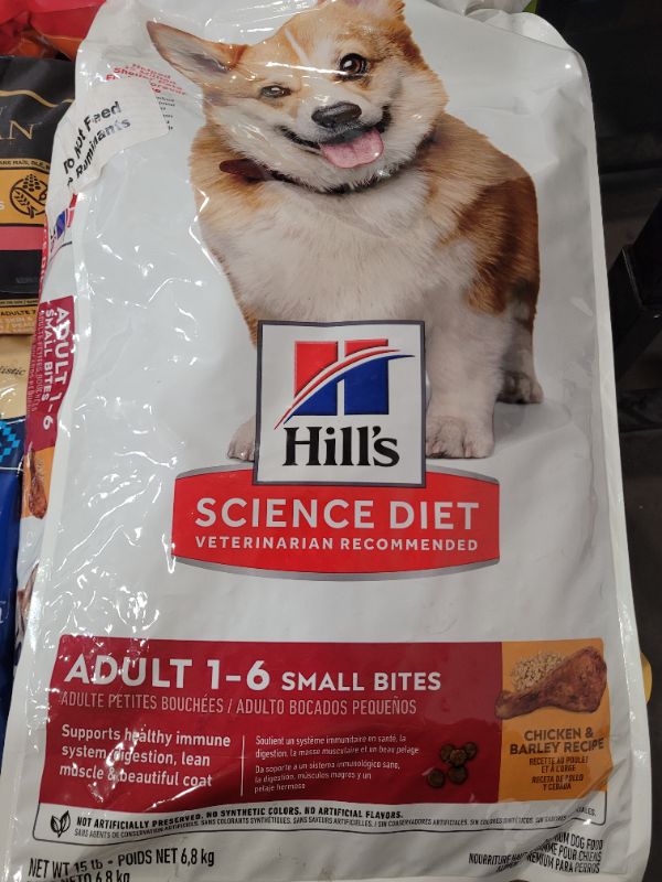 Photo 2 of Hill's Science Diet Dry Dog Food, Adult, Small Bites, Chicken & Barley Recipe, 15 lb. Bag