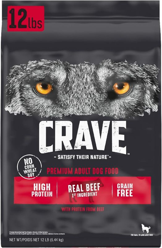 Photo 1 of CRAVE Grain Free High Protein Adult Dry Dog Food, Beef, 12 lb. Bag