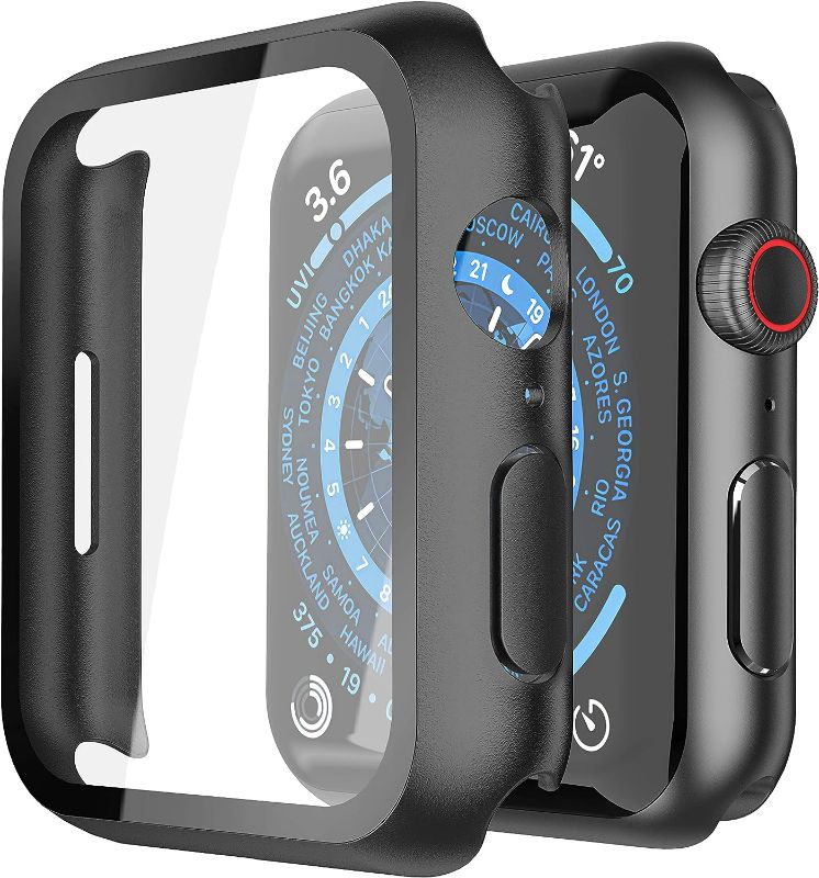 Photo 1 of Misxi 2 Pack Hard PC Case Built in Tempered Glass Compatible with Apple Watch Ultra 49mm, Ultra-Thin Protective Case with Screen Protector for iWatch, Shockproof Cover with Button, Black