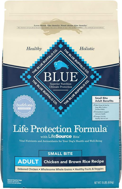 Photo 1 of Blue Buffalo Life Protection Formula Natural Adult Small Bite Dry Dog Food, Chicken and Brown Rice 15-lb