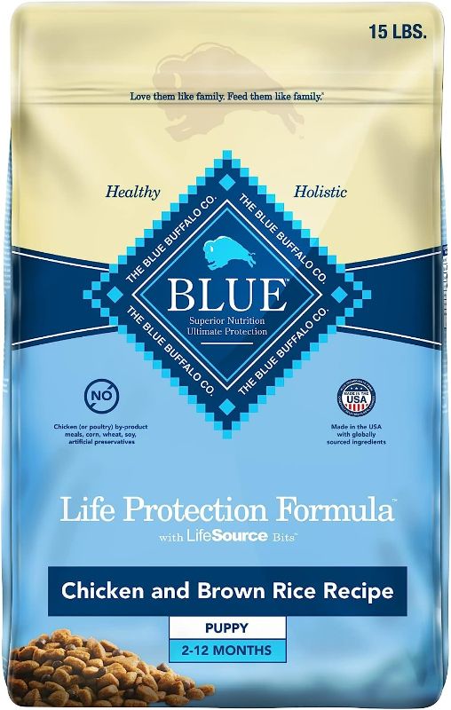 Photo 1 of Blue Buffalo Dog Food for Puppies, Life Protection Formula, Natural Chicken & Brown Rice Flavor, Puppy Dry Dog Food, 15 lb Bag
