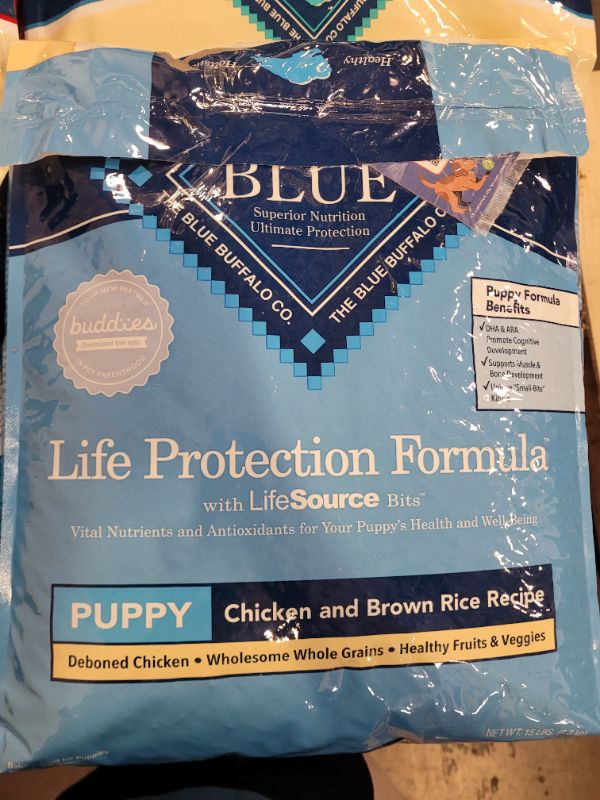 Photo 2 of Blue Buffalo Dog Food for Puppies, Life Protection Formula, Natural Chicken & Brown Rice Flavor, Puppy Dry Dog Food, 15 lb Bag