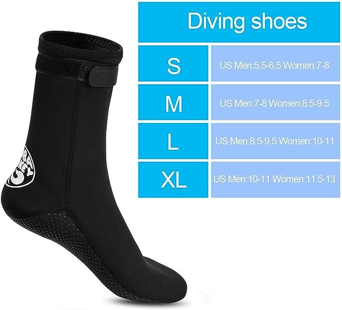 Photo 3 of Oumers Neoprene Socks, 3MM Diving Wetsuits Sock for Water Sports, Thermal Beach Sock Anti Slip Socks for Men Women Teenager