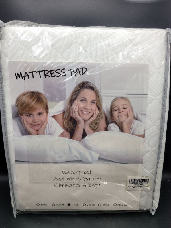 Photo 2 of ANUWAA Mattress Pad Cover with Strip, Breathable Bedding Quilted Fitted Mattress Sheet Protector, 100% Polyester Mattress Topper, White, Full Size (54" x 75")