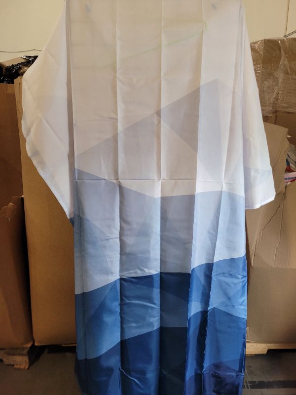 Photo 2 of Accnicc Blue Fabric Shower Curtain Set, Navy Ombre Geometric Mountain Cloth Bathroom Curtain, Modern Decorative Bath Curtain (Blue, 72'' × 72'')