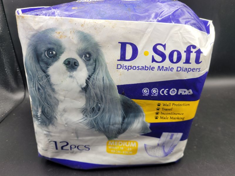 Photo 3 of MEDIUM Dsoft Male Dog Diapers with Super Absorbent Core Disposable Puppy Diapers with Edges Leak Protection Adjustable Pet Wraps for Male Dogs