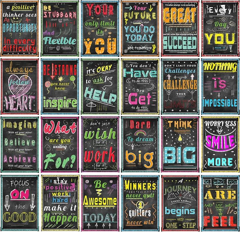 Photo 1 of 24 Motivational Posters for Classroom Decor, Growth Mindset Poster Bulletin Board Decorations, Teacher Classroom Office Supplies, Inspirational Wall Art, Positive Posters for Elementary/High School