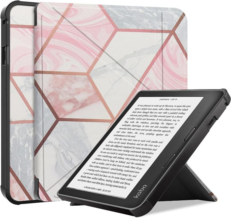 Photo 1 of Ratesell Case for Kobo Libra 2 | eReader | 7”, The Thinnest and Lightest Leather Smart Origami Cover Case for New Kobo Libra 2 | eReader | 7” 2021 Release with Auto Wake Sleep Feature Geometry