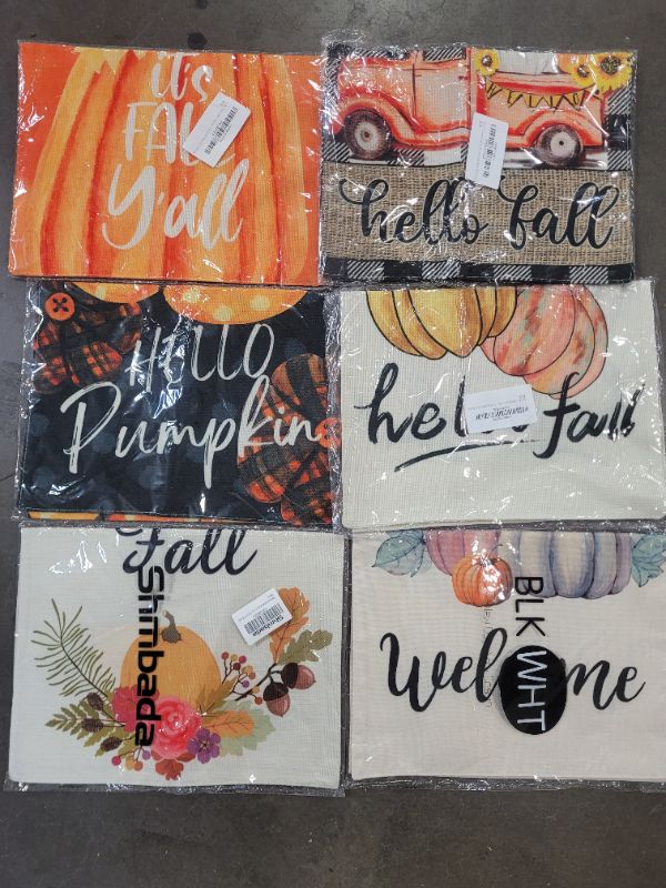 Photo 1 of 6 Count Assorted Design Fall/Autumn/Pumpkin Gardeng Flags Yard Lawn Decor Decorations