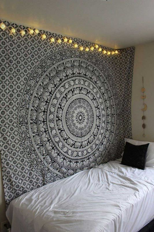 Photo 1 of Royal Furnish Multi Tie Dye Tree Elephant Tapestry Elephant Tapestry Mandala Tapestry Wall Hanging Tapestry (Black White)