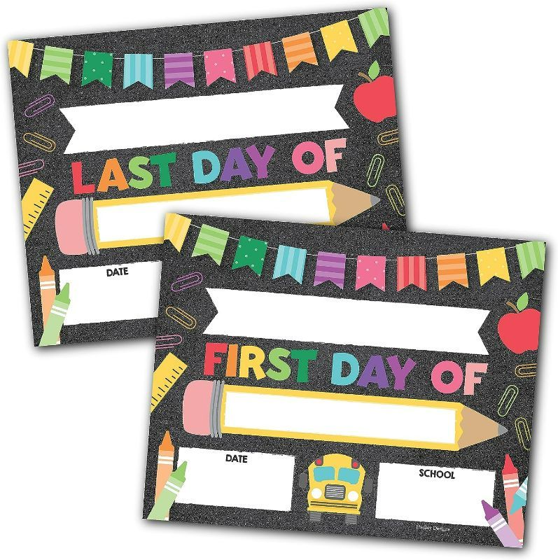 Photo 1 of 10 Cardstock Colorful Back to School Signs First and Last Day of School Signs for Kids First Day of School Board - 1st Day of School Chalkboard Sign First Day of School, Back to School Board Sign
