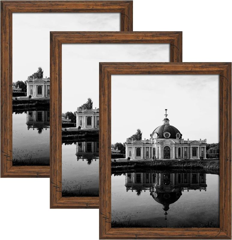 Photo 1 of Gaevuian 5x7 Picture Frames Wood Grain Set of 3,High Definition Glass,Table Top Display and Wall Mounting Photo Frame