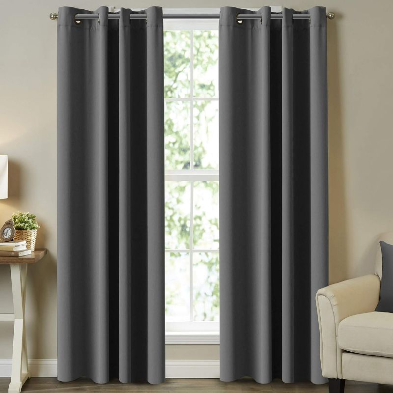 Photo 1 of Lizabella black out curtains, dark grey in color, size 52" x 84"
