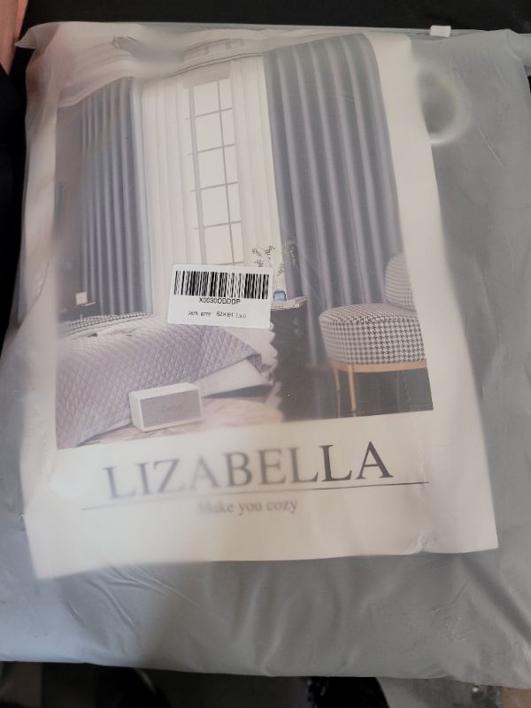 Photo 2 of Lizabella black out curtains, dark grey in color, size 52" x 84"