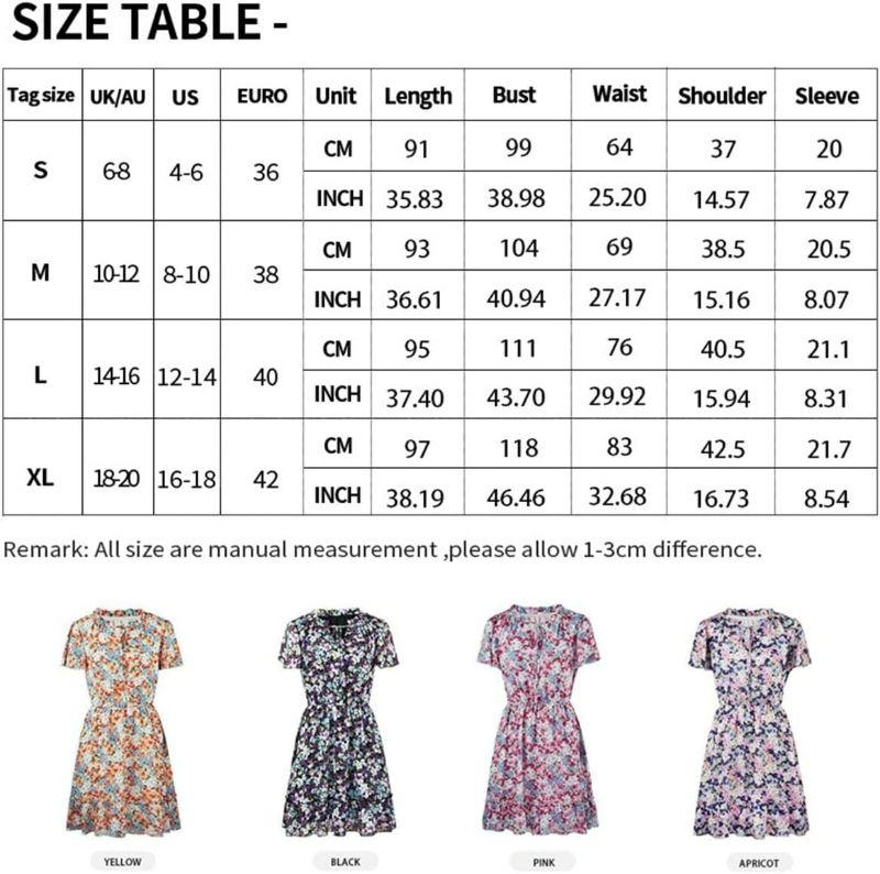 Photo 2 of Chic Style Women's Summer Casual Boho Dress Floral Printed Short Dress V Neck Loose High Waist Beach Party Dress (Color : Pink, Size : L/Large)