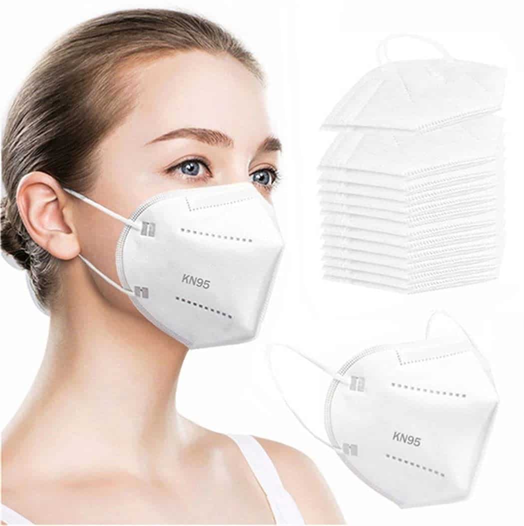 Photo 1 of 2 pack Wanwane KN95 Face Mask 20PCS Respirator Cup Dust Safety Masks Breathable 5 Layer with Elastic Ear Loop and Nose Bridge Clip for Personal Protective (White)