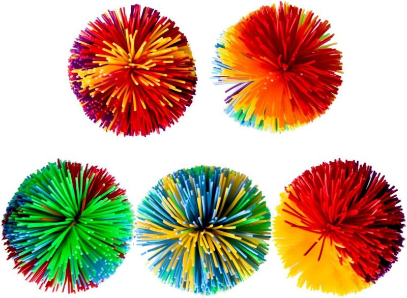 Photo 1 of 5 Pack Monkey Stringy Balls, Soft Stress Balls Monkey Balls, Sensory Fidgets Toys, Rainbow Pom Ball, Colorful Bouncy Ball / Stress / Sensory Toy