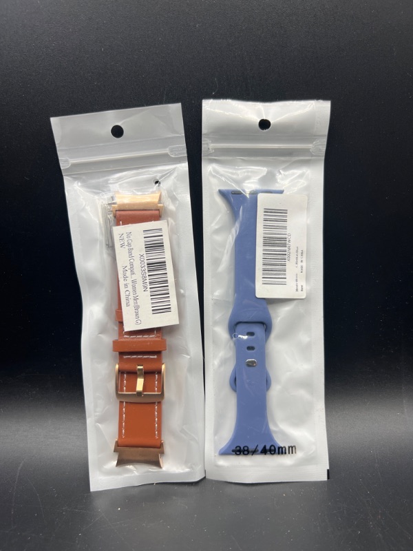 Photo 1 of Watch Band Bundle, Sport Slim Silicone Band Compatible for Apple Watch Band 38mm 40mm, Leather Band Compatible with Samsung Galaxy Watch 6/5/Galaxy Watch Active2 40mm 44mm,Woman Men 20mm Slim Leather Wristband Strap for Galaxy Watch 42mm/ Samsung Galaxy W