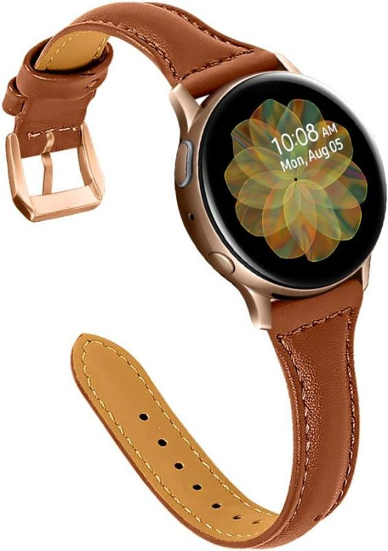 Photo 2 of Watch Band Bundle, Sport Slim Silicone Band Compatible for Apple Watch Band 38mm 40mm, Leather Band Compatible with Samsung Galaxy Watch 6/5/Galaxy Watch Active2 40mm 44mm,Woman Men 20mm Slim Leather Wristband Strap for Galaxy Watch 42mm/ Samsung Galaxy W