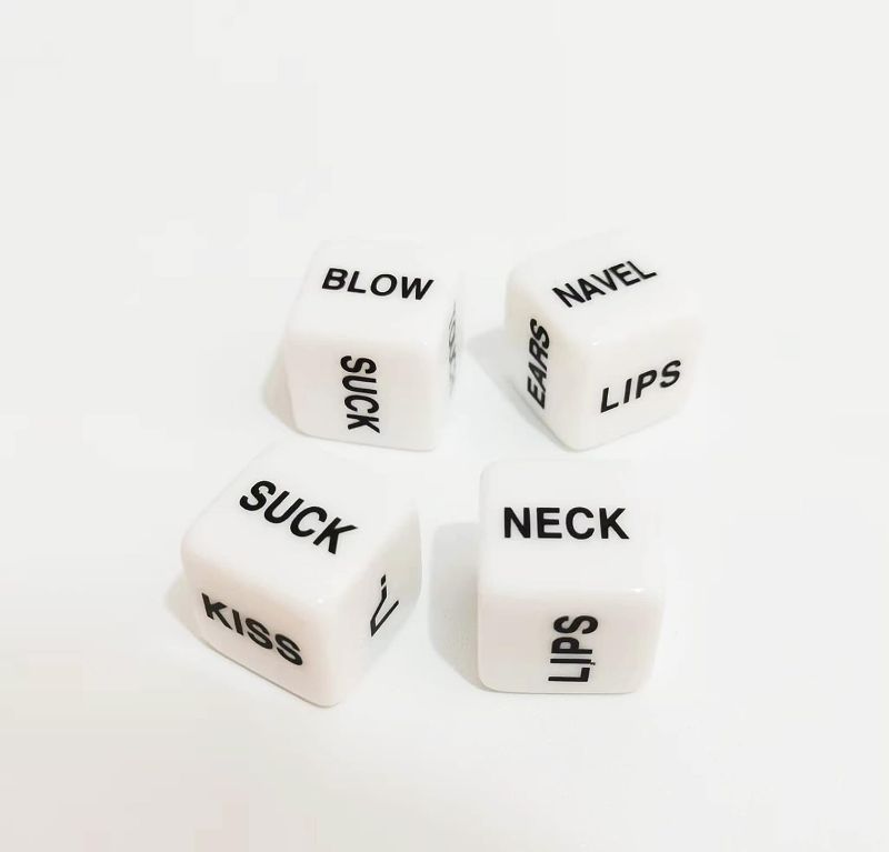 Photo 2 of (4 Pieces) English Fun White Couple dice,Dice with Action Instructions in English,2 Pieces to Play Together,36 Ways to Play,Acrylic
