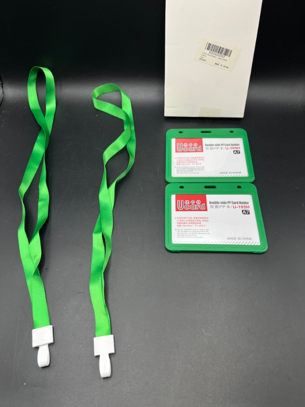 Photo 1 of 2PCS Vaccine Card Protector,CDC Vaccination Card Protector 4 X 3 Inches with Lanyard Immunization Record Horizontal Style Transverse Double Side Clear PP Plastic Sleeve Badge Card Holder (Grass Green)