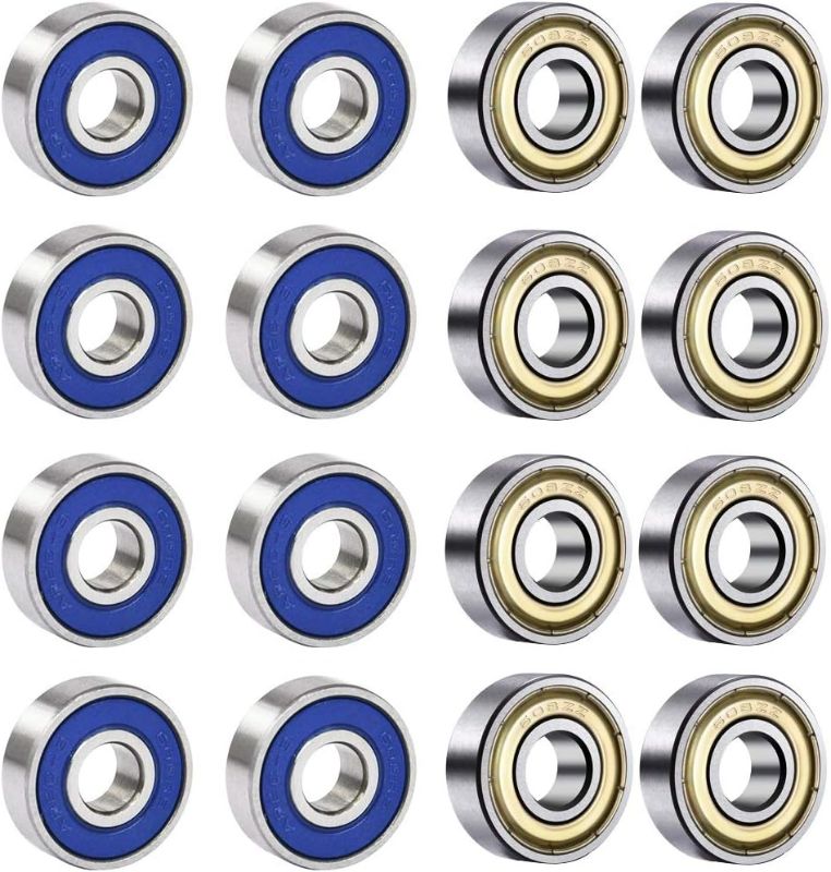 Photo 1 of BESTZY 20Pcs 608ZZ Skating Deep Groove Ball Bearings 608RS Skateboard Bearings Double Shielded Silver and Blue