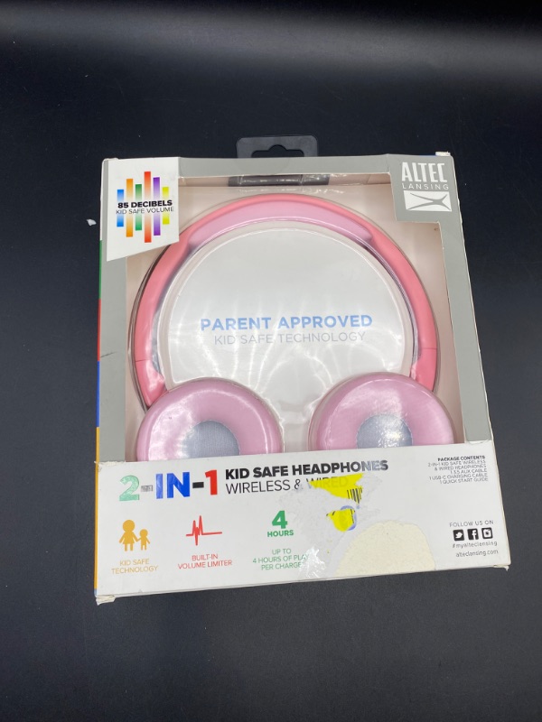 Photo 2 of Bluetooth Kids Headphones with Microphone,Children's Wireless Headsets with 85dB Volume Limited Hearing Protection,Stereo Over-Ear Headphones for Boys and Girls (Pink)