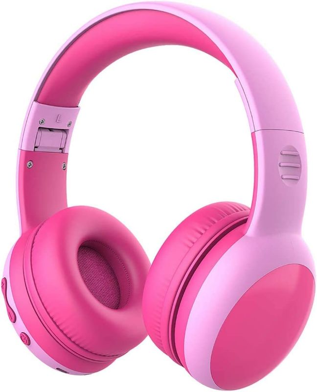 Photo 1 of Bluetooth Kids Headphones with Microphone,Children's Wireless Headsets with 85dB Volume Limited Hearing Protection,Stereo Over-Ear Headphones for Boys and Girls (Pink)