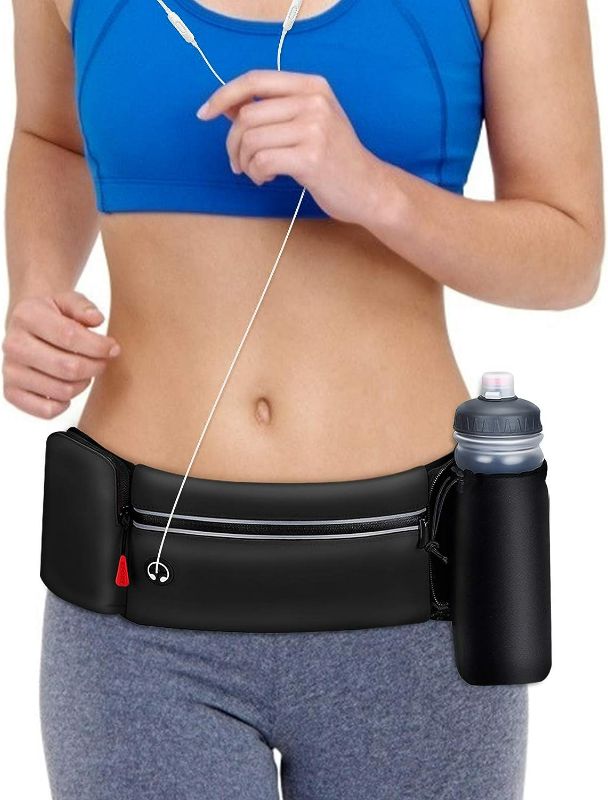 Photo 1 of  Hydration Running Belt for Women Men Running Fanny Pack with Foldable Water Bottle Holder for Walking No Bounce Adjustable Waist Pouch for Runners