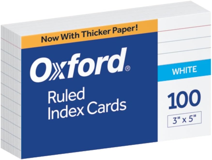 Photo 1 of Pack of 2 Oxford Ruled Index Cards, 3" x 5", White, 100-Pack 